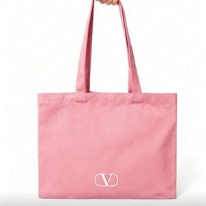 Valentino Garavani Pink Logo Canvas Tote